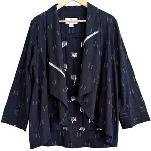 EMMELLE Cotton Blend Boho Lagenlook Oversized Drape Front 
Kimono Style Jacket S
